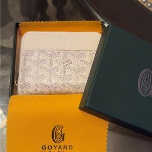 Goyard White and Yellow Card Holder